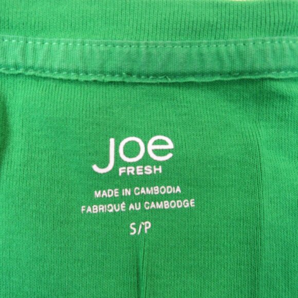 Basic T by Joe Fresh Women's Size S Green Solid Short Sleeve V-Neck T-Shirt - Picture 2 of 3
